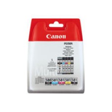 Canon PGI-580 PGBK,CLI-581 BK, C, M, YK Skupno pakiranje - 5-pakiranje - črna, rumena, cyan, škrlatno - originalno - kartuša