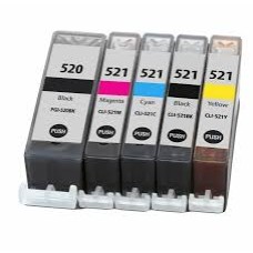 Set kompatibilnih kartuš nadomešča Canon PGI-520BK + PGI-520BK + CLI-521C + CLI-521M + CLI-521Y – 5× set (2× črna + cyan + magenta + rumena)